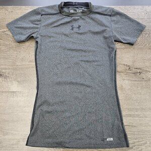 Under Armour Short Sleeve Fitted Heatgear Shirt Youth Small UPF 50 Athletic Gray